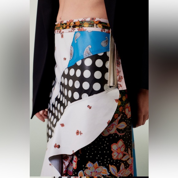 ZARA ATELIER PRINTED 100% LEATHER SKIRT LIMITED EDITION - Picture 6 of 16